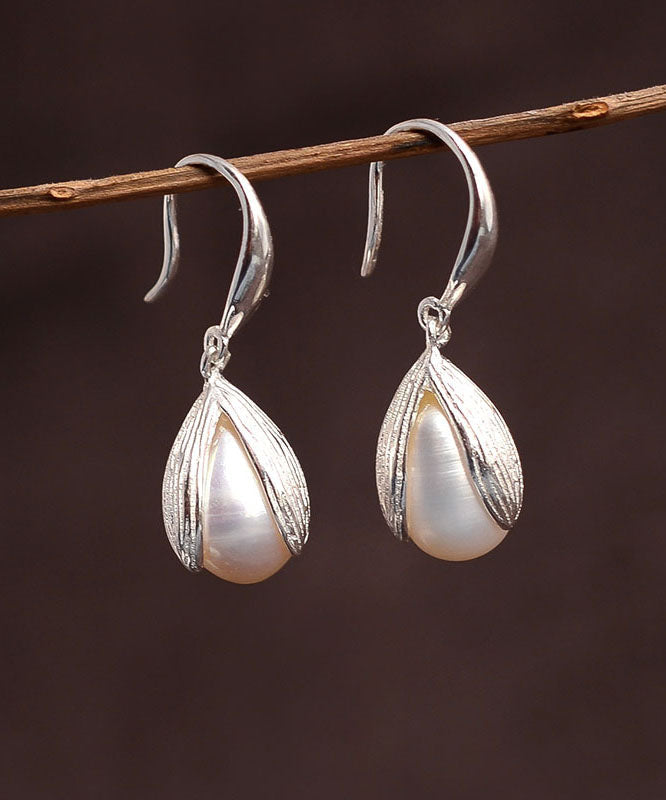 Unique Silk Sterling Silver Pearl Drop Earrings