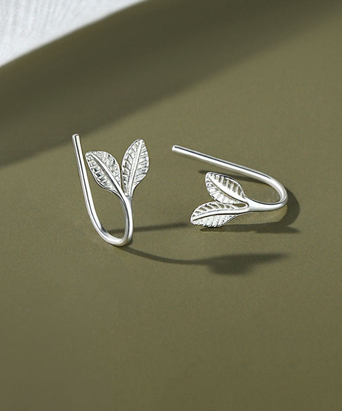 Unique Silk Sterling Silver Small Tender Bud Hoop Earrings