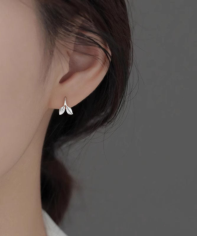 Unique Silk Sterling Silver Small Tender Bud Hoop Earrings