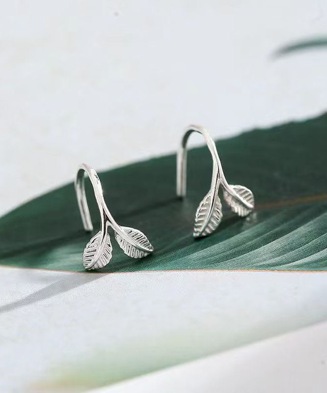 Unique Silk Sterling Silver Small Tender Bud Hoop Earrings