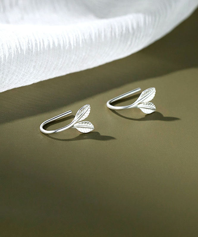 Unique Silk Sterling Silver Small Tender Bud Hoop Earrings