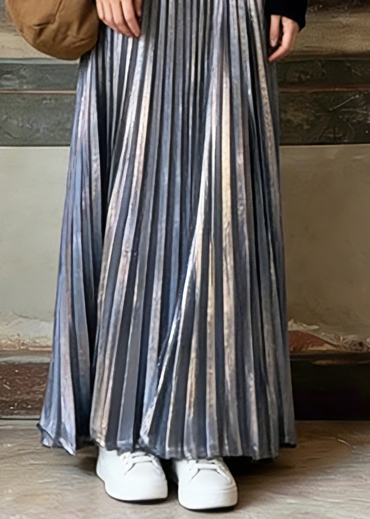 Unique Silver Elastic Waist Maxi Pleated Skirts Spring - Omychic