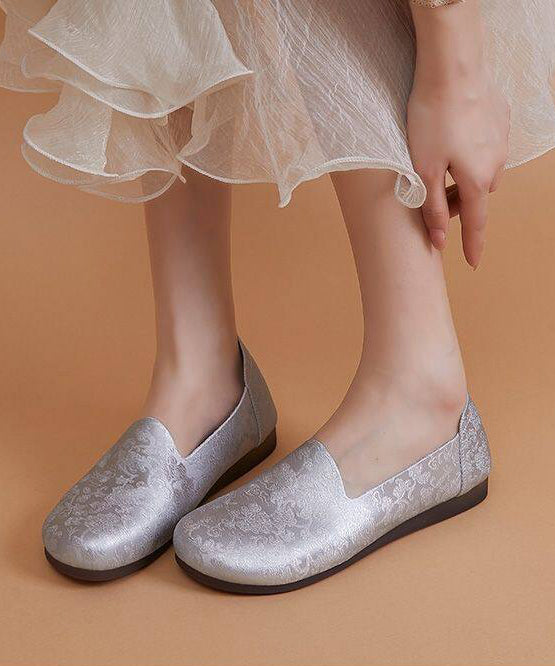 Unique Silvery Flat Feet Shoes Faux Leather
