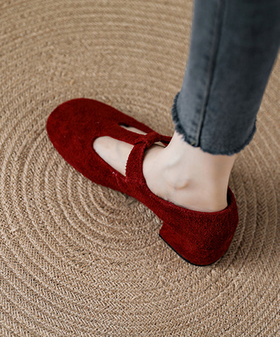 Unique Splicing Chunky Loafers For Women Red Suede