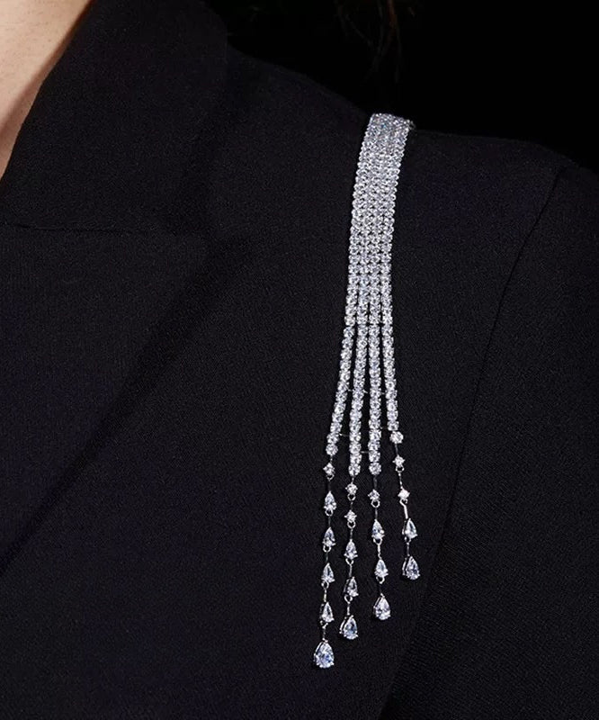 Unique White Copper Zircon Meteor Tasse Shoulder Brooches