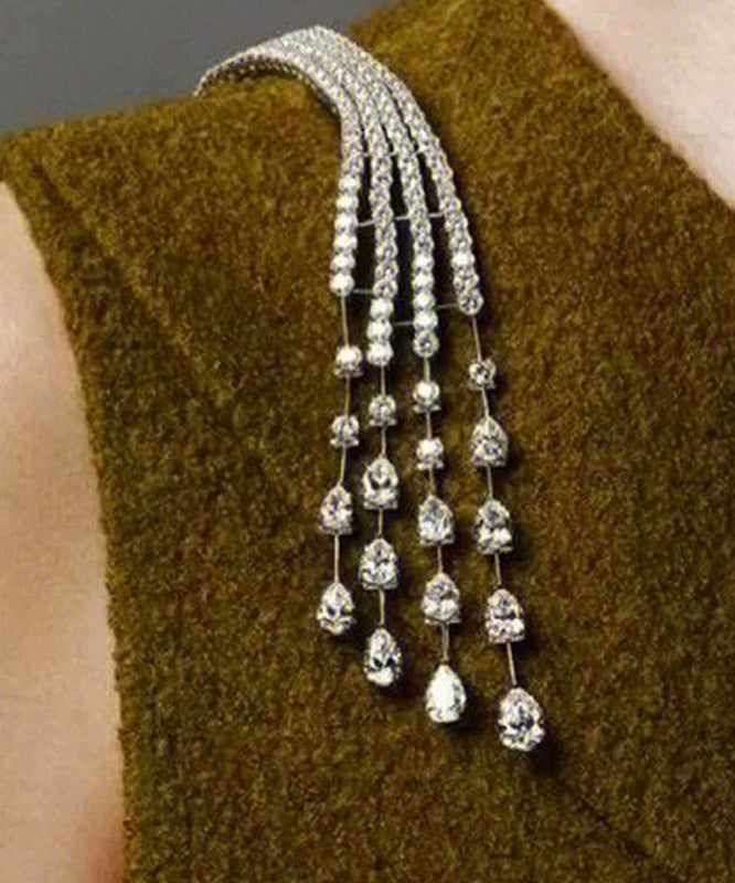 Unique White Copper Zircon Meteor Tasse Shoulder Brooches