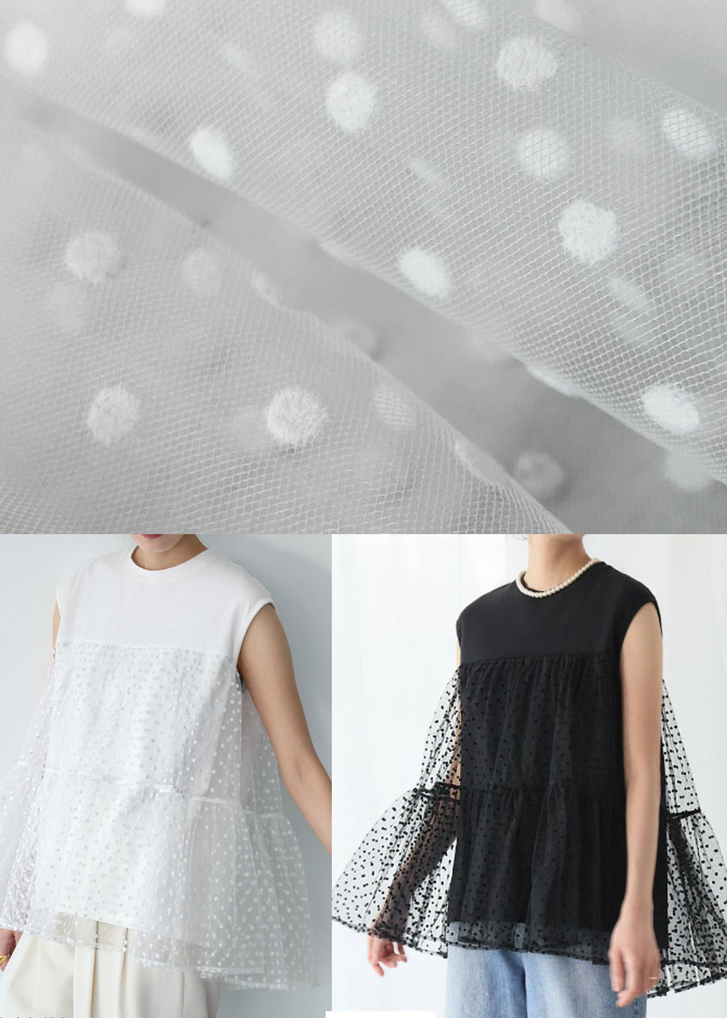 Unique White Embroideried Patchwork Tulle Tops Sleeveless