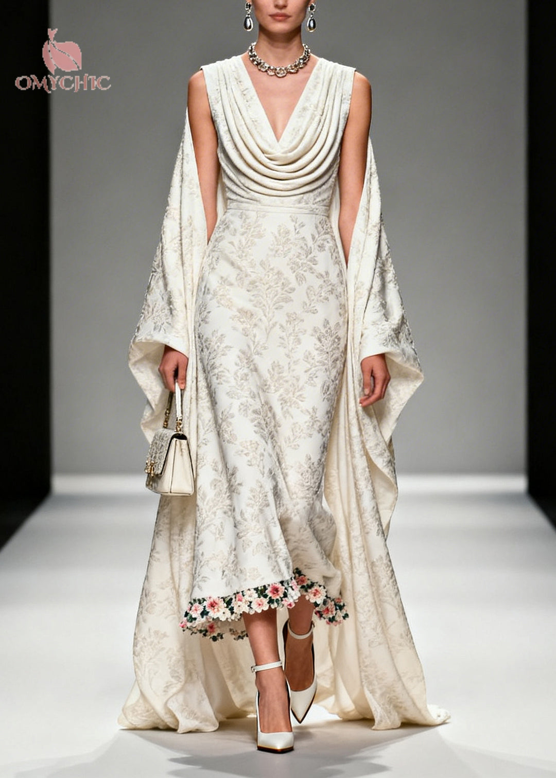 Unique White Jacquard Flower Patchwork Silk Vacation Dresses Summer