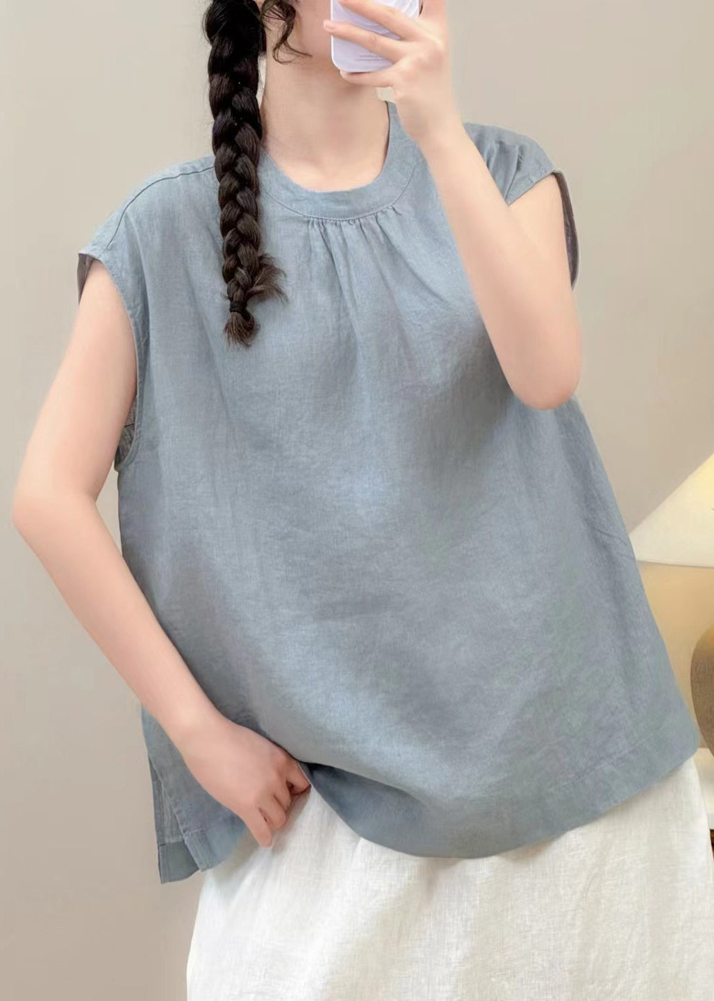 Unique Yellow Oversized Wrinkled Linen Shirt Summer