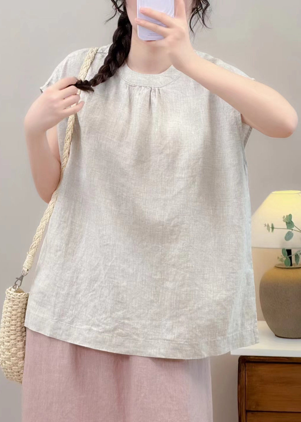 Unique Yellow Oversized Wrinkled Linen Shirt Summer