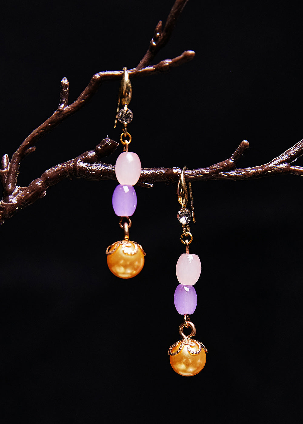Unique Yellow Pearl Naturally Gem Stone Drop Earrings