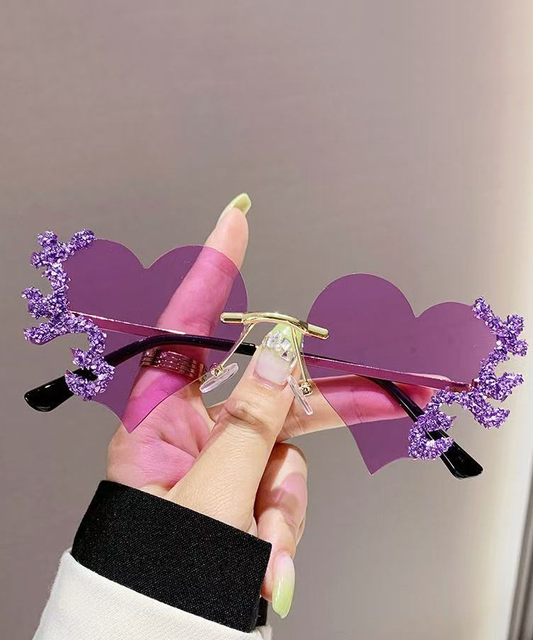 Unique Yellow Resin Zircon Love Tear Sunglasses