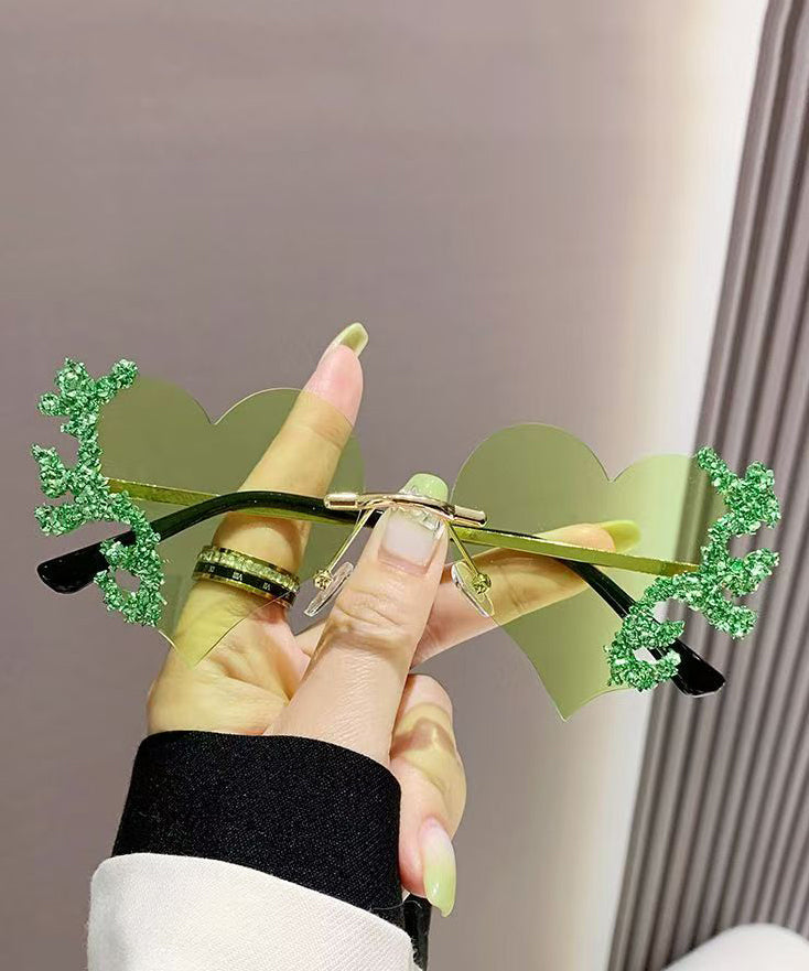 Unique Yellow Resin Zircon Love Tear Sunglasses