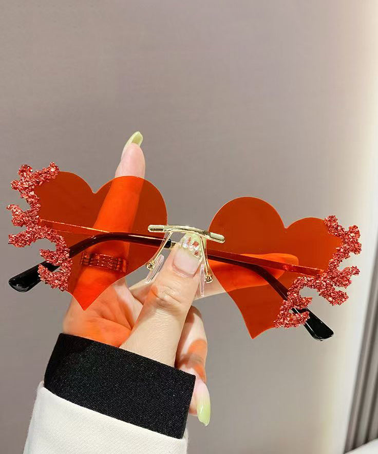 Unique Yellow Resin Zircon Love Tear Sunglasses