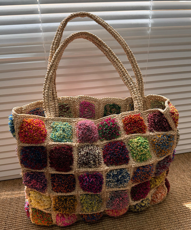 Vacation Style Colorful Woven Large Capacity Shoulder Bag