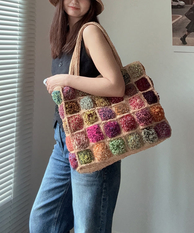 Vacation Style Colorful Woven Large Capacity Shoulder Bag