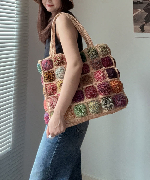 Vacation Style Colorful Woven Large Capacity Shoulder Bag