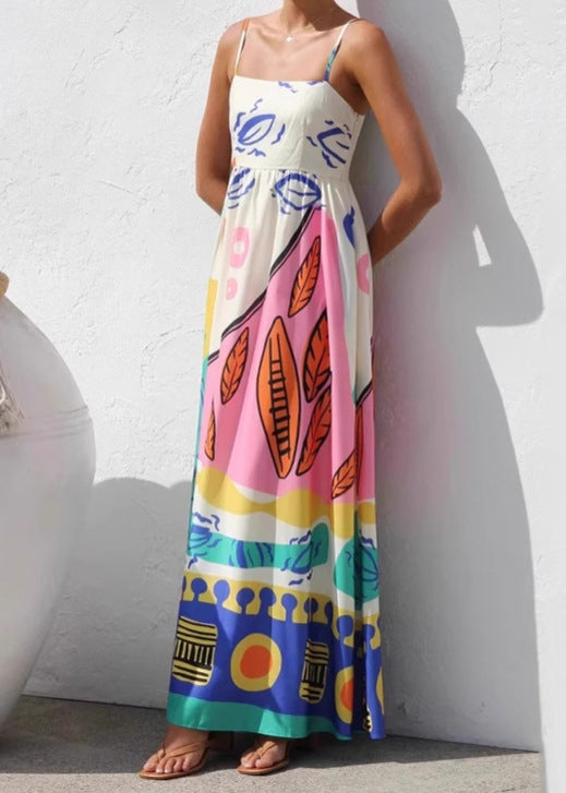 Vacation Style Print Spaghetti Strap Dress Summer