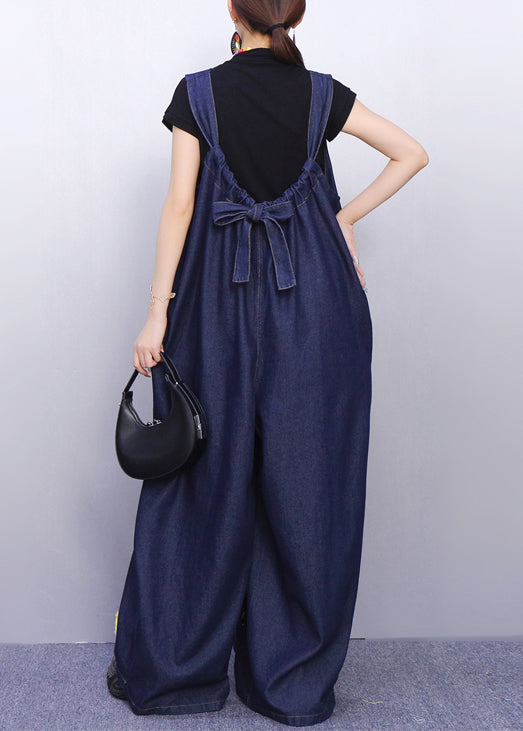 Vibrant Smiley Festooned Blue Denim Jumpsuit Fashion Look