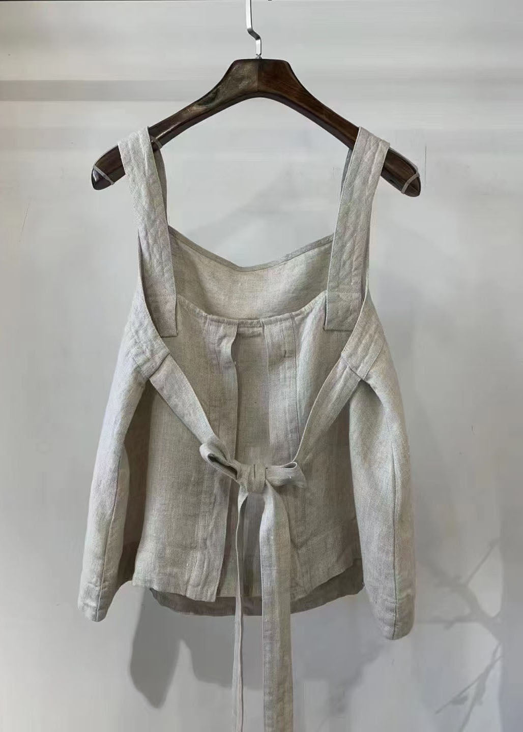 Vintage Back Tie Waist Linen Vest Summer