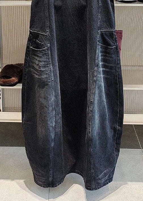 Vintage Black Original Design Pockets Long Dress Sleeveless