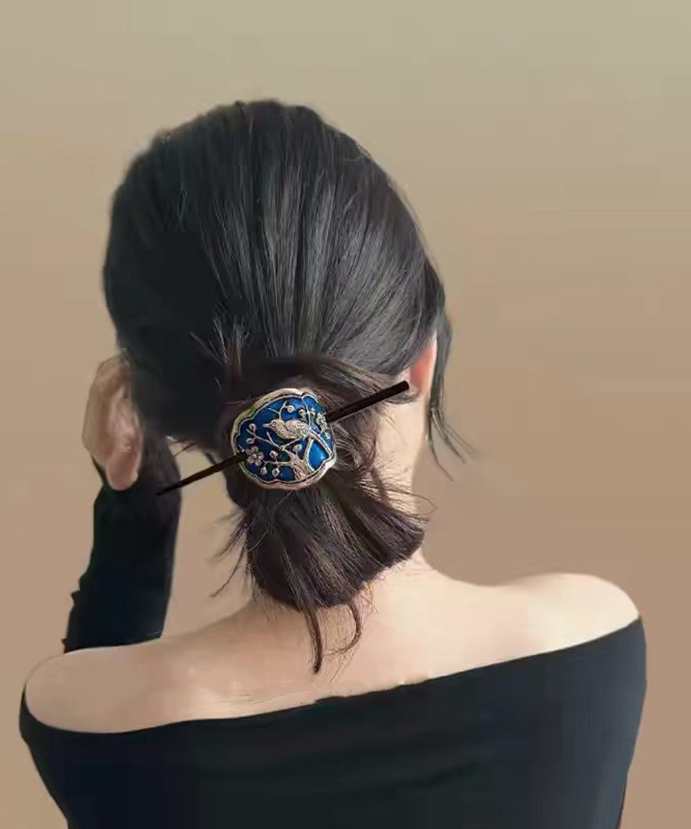 Vintage Blue Alloy Magpie Plum Blossom Hairpin
