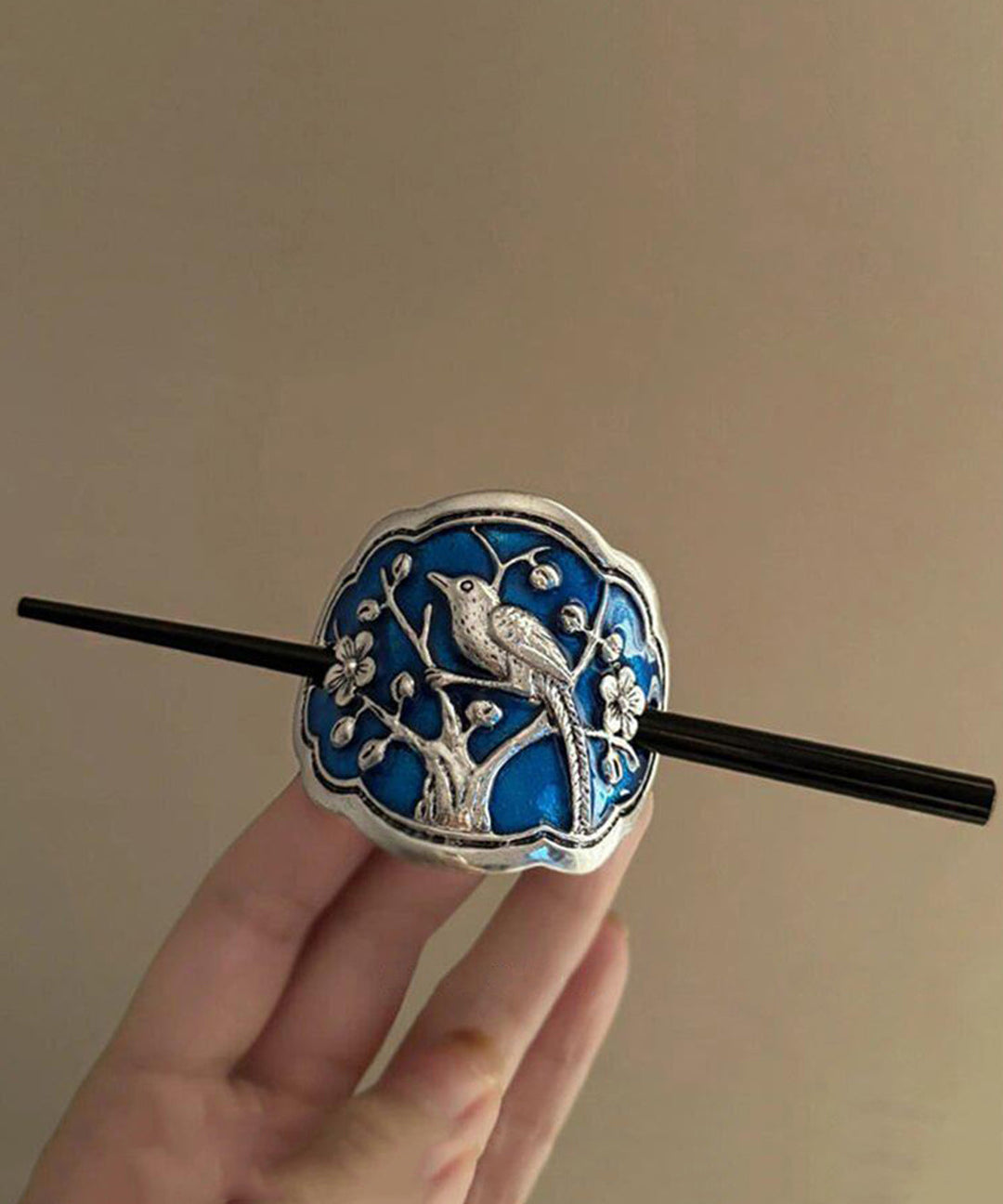 Vintage Blue Alloy Magpie Plum Blossom Hairpin