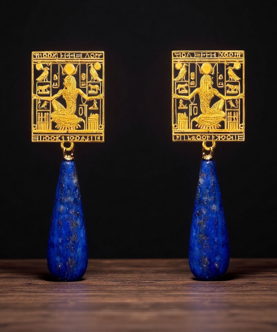 Vintage Blue Copper Overgild Tassel Drop Earrings