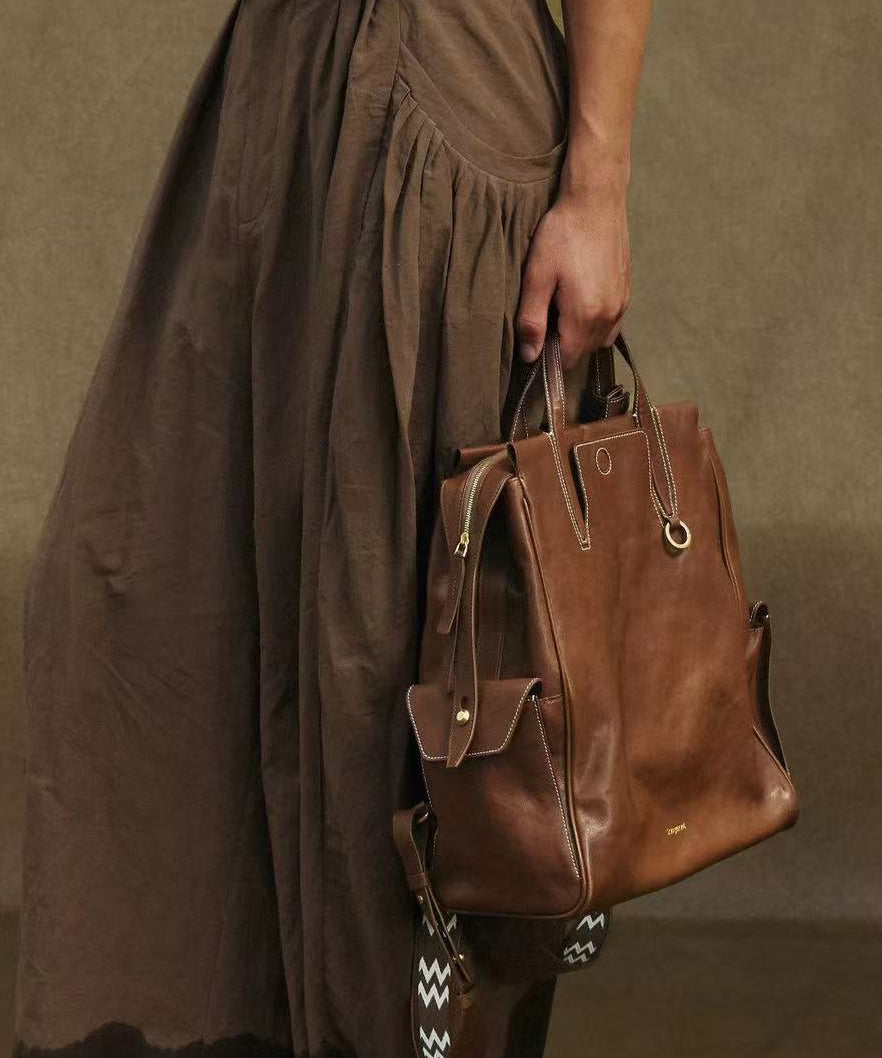 Vintage Brown Large Capacity Leather Versatile Backpack Bag