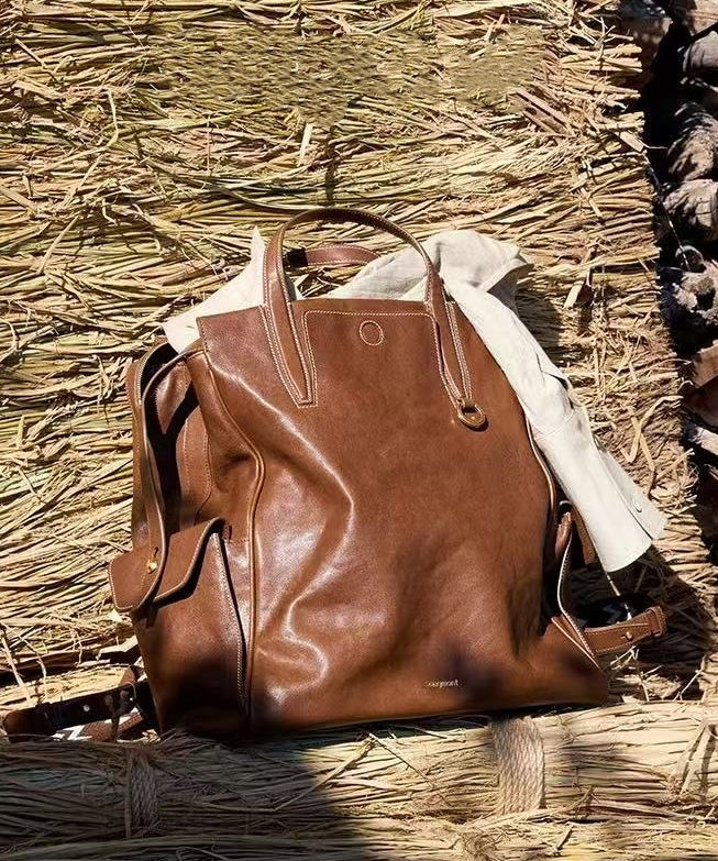 Vintage Brown Large Capacity Leather Versatile Backpack Bag