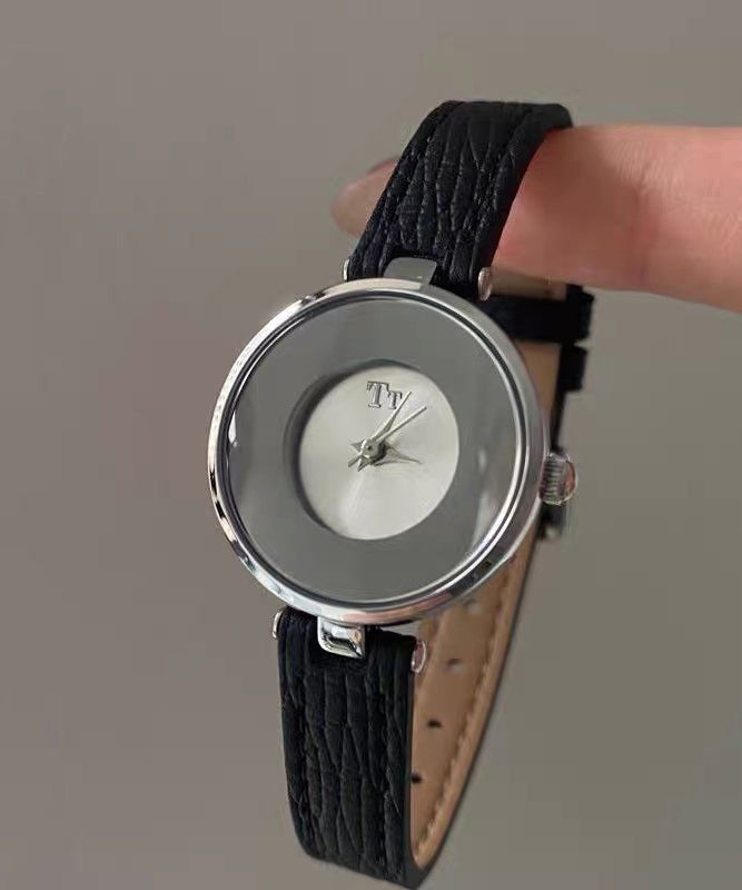 Vintage Brown Leather Alloy Hardlex Crystal Watches