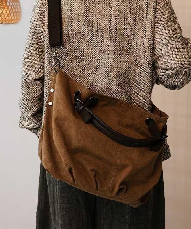 Vintage Brown Solid Durable Large Capacity Canvas Messenger Bag