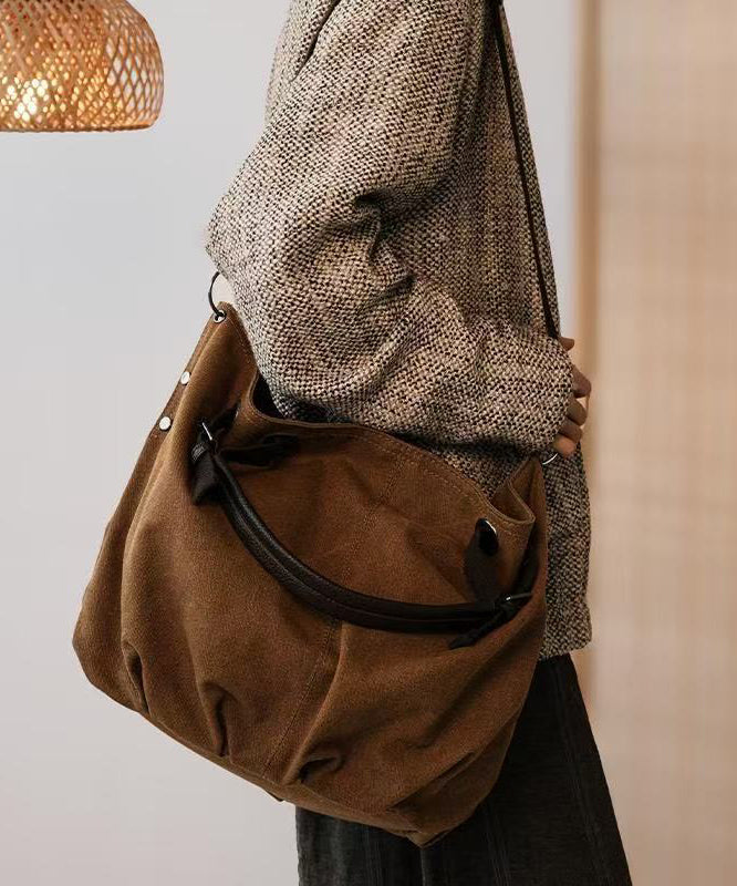 Vintage Brown Solid Durable Large Capacity Canvas Messenger Bag