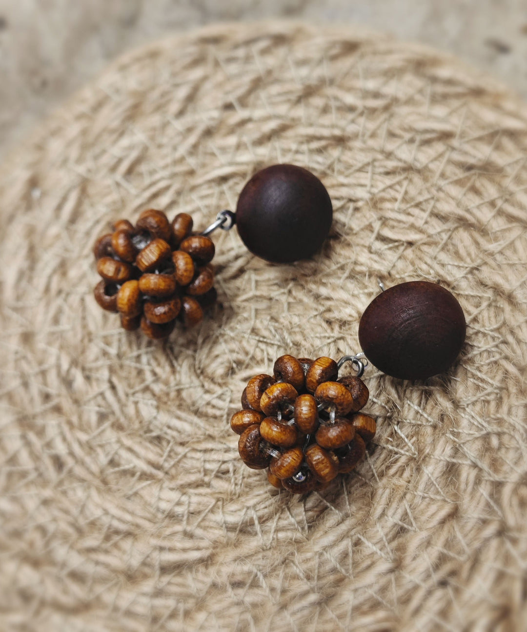Vintage Brown Sterling Silver Pinecone Drop Earrings