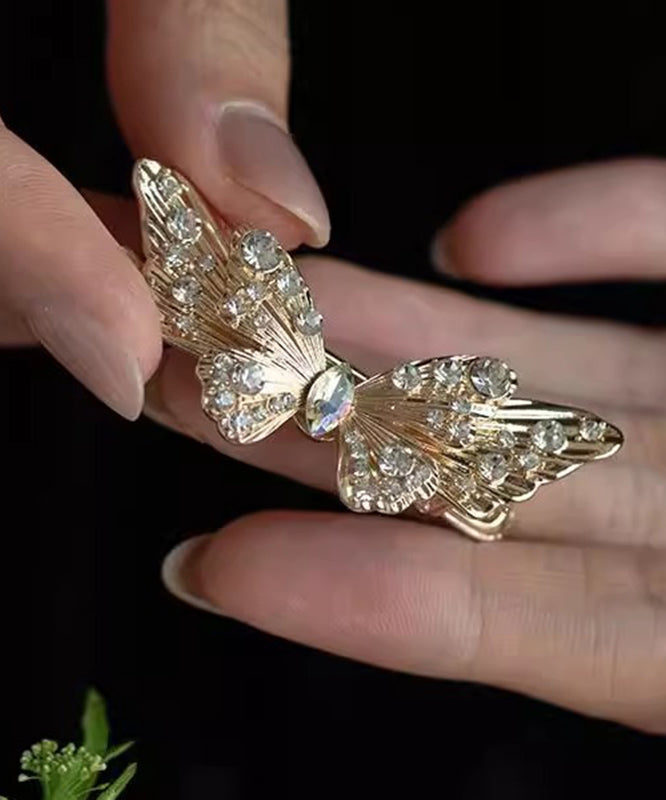 Vintage Champagne Alloy Zircon Crystal Butterfly Hairpin