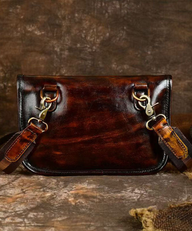 Vintage Coffee Calf Leather Versatile Men Envelope Bag