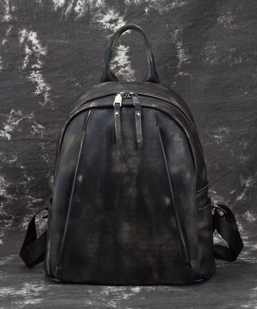 Vintage Coffee Large Capacity Calf Leather Backpack Bag