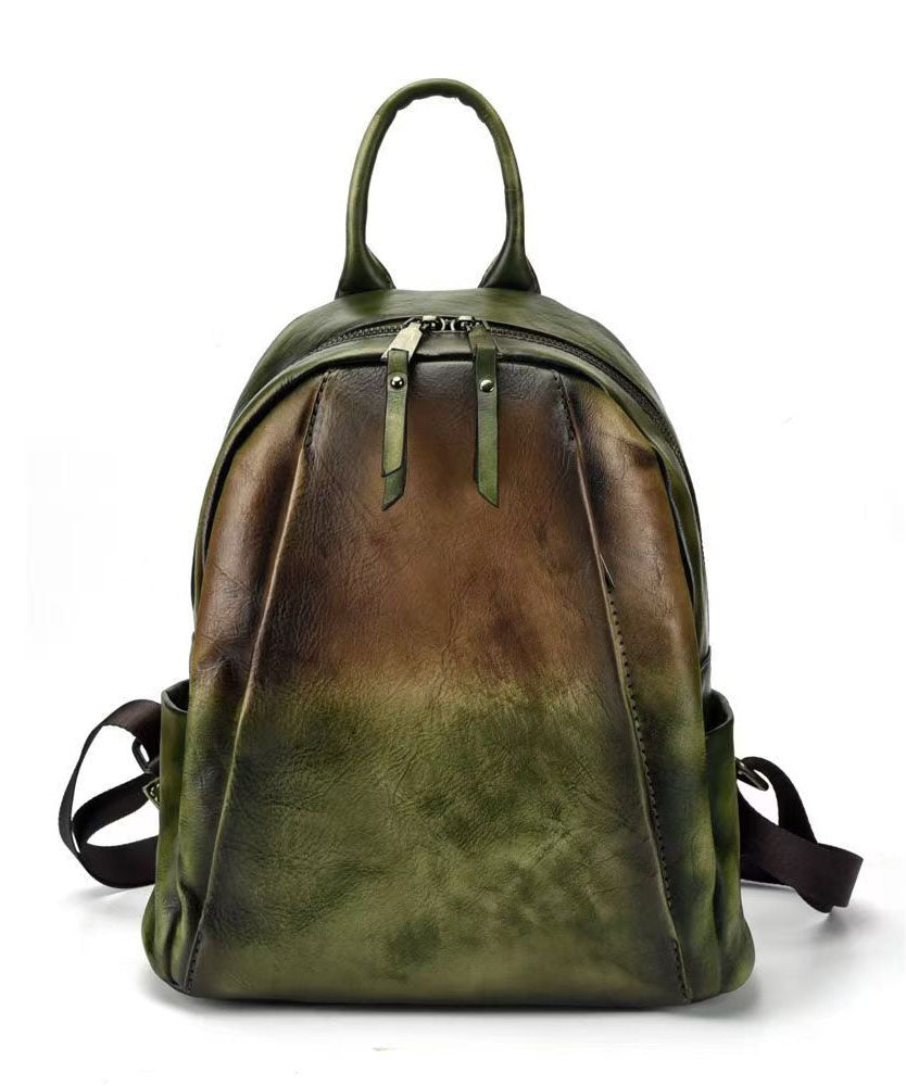 Vintage Coffee Large Capacity Calf Leather Backpack Bag