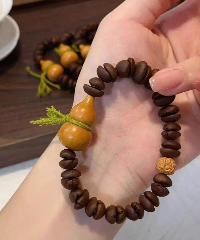 Vintage Coffee Weave Buddha Bead Gourd Chain Bracelet