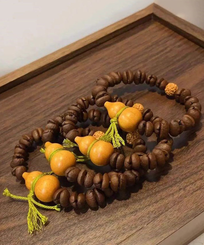 Vintage Coffee Weave Buddha Bead Gourd Chain Bracelet