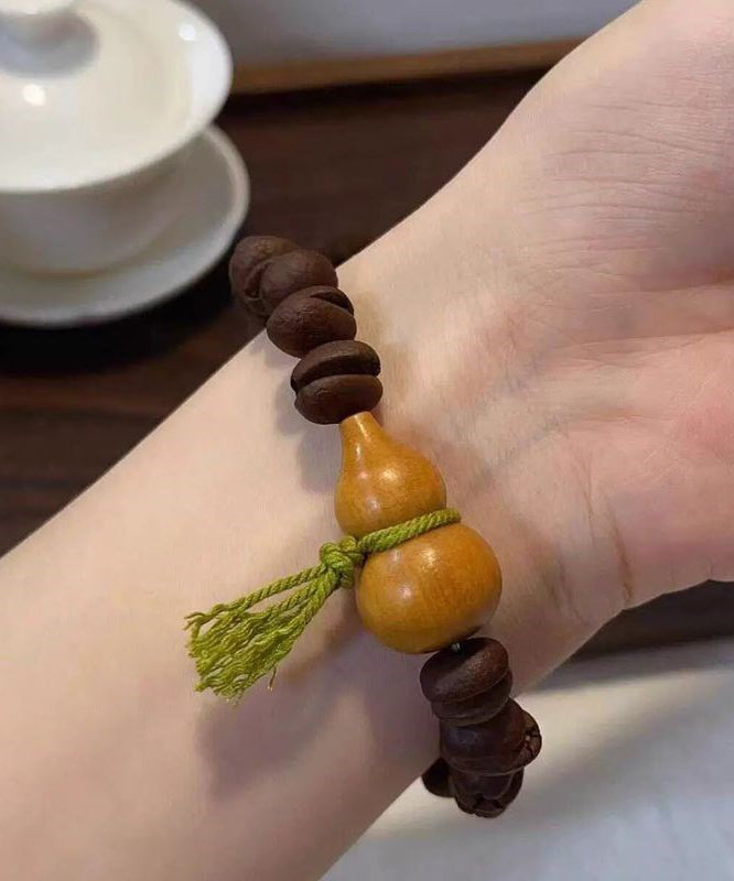 Vintage Coffee Weave Buddha Bead Gourd Chain Bracelet