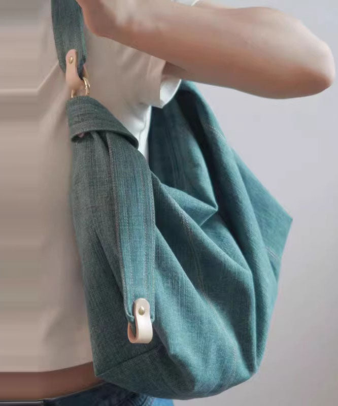 Vintage Denim Blue Solid Durable Cotton Messenger Bag