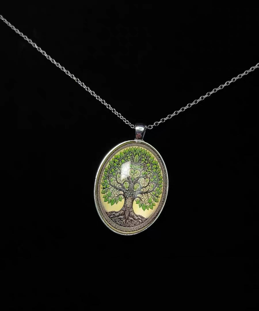 Vintage Ellipse Tree Of Life Alloy Lariat Necklace - Omychic