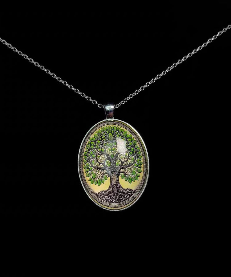 Vintage Ellipse Tree Of Life Alloy Lariat Necklace - Omychic