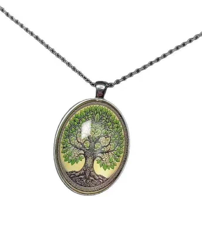 Vintage Ellipse Tree Of Life Alloy Lariat Necklace - Omychic
