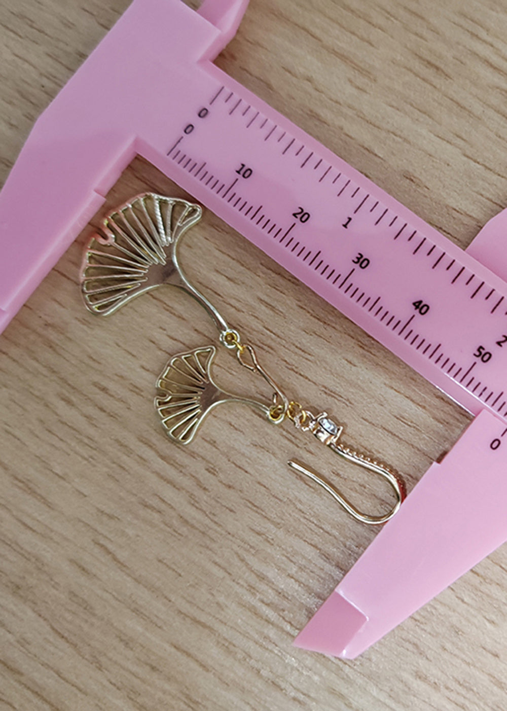 Vintage Ginkgo Leaf 14K Gold Zircon Drop Earrings - Omychic