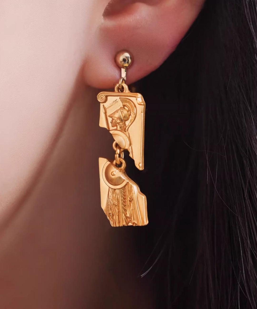 Vintage Gold Alloy Asymmetrical Drop Earrings