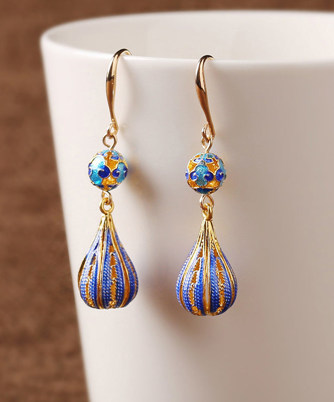 Vintage Gold Ancient Gold Cloisonne Drop Earrings