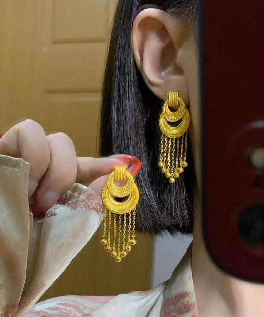 Vintage Gold Ancient Gold Tassel Drop Earrings
