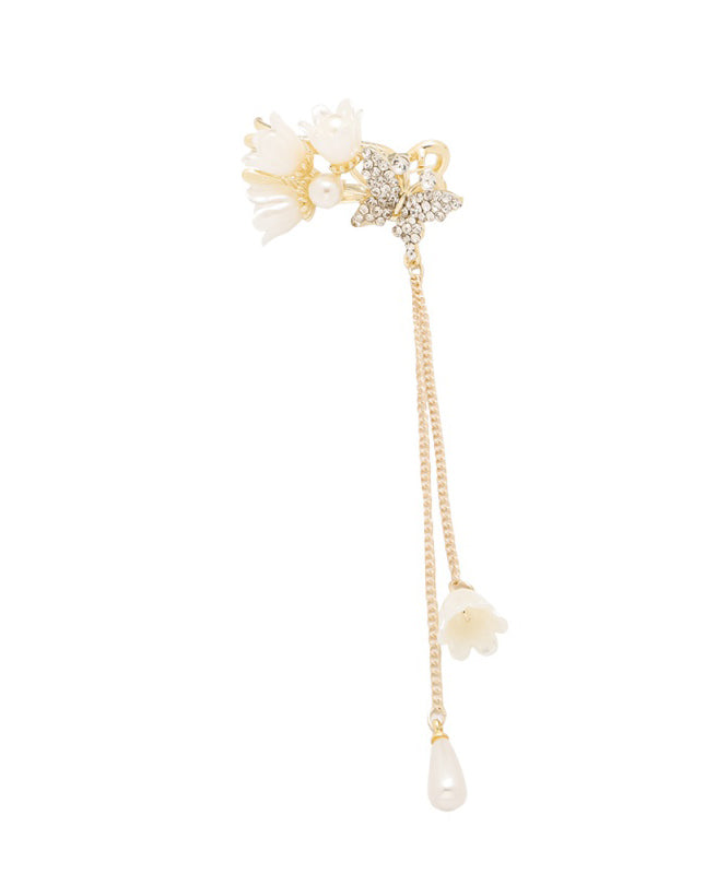 Vintage Gold Copper Alloy Zircon Ringflower Tassel Hairpin